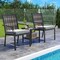 Set of 2 PE Rattan Patio Chairs with Cushions Stackable Wicker Armchairs for Outdoor Use